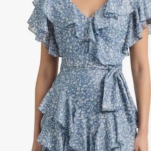Floral Blue Ruffle Dress